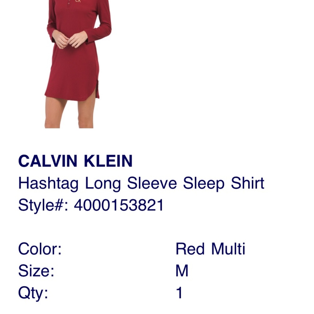 Calvin Klein Red Multi Long Sleeve Dress